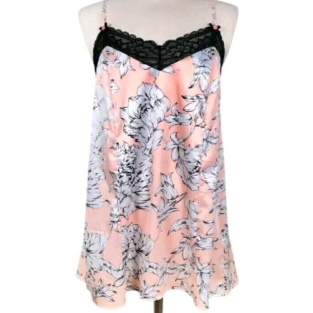 Cacique Lingerie Babydoll Chemise Nightgown Size 18/20 Pink Floral Lace Trim